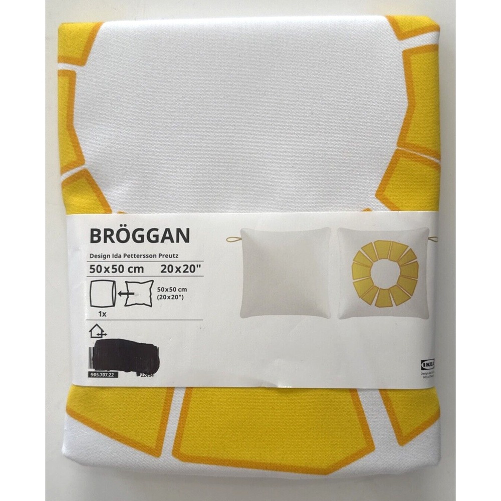 IKEA BROGGAN Indoor/Outdoor Pillow Cushion Cover 20" x 20"  Yellow & White